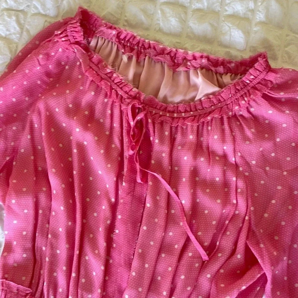 Loveshakfancy pink popover ruffle polka dot mini dress - Picture 7 of 13